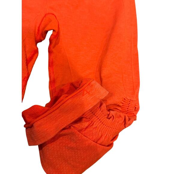 Lululemon In the Flow Crop Pants Leggings Womens 4 Coral Orange Ruched - Picture 4 of 5